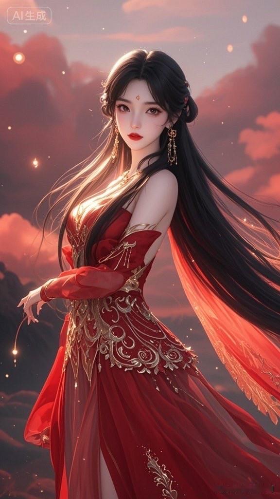 梦幻红衣仙子，惊艳一瞥间