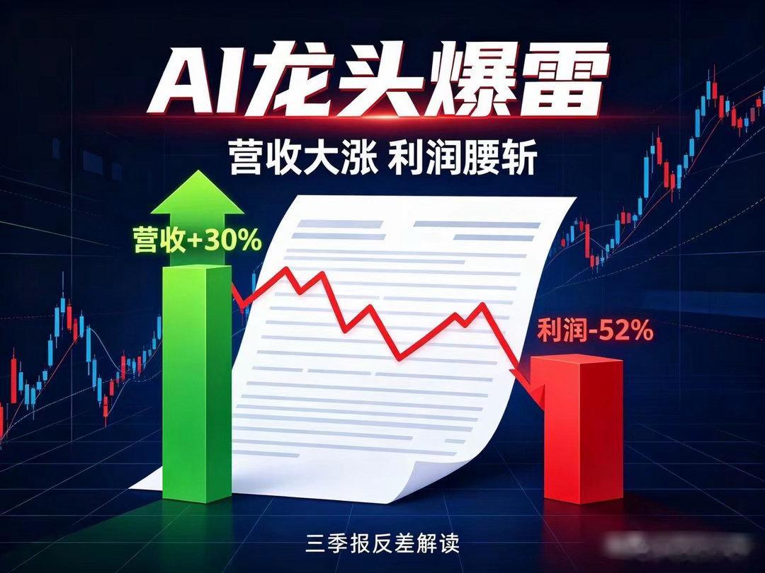 营收大涨，利润却近乎腰斩！AI龙头爆大雷营收明明一路冲高，利润直接摔下悬崖。热门