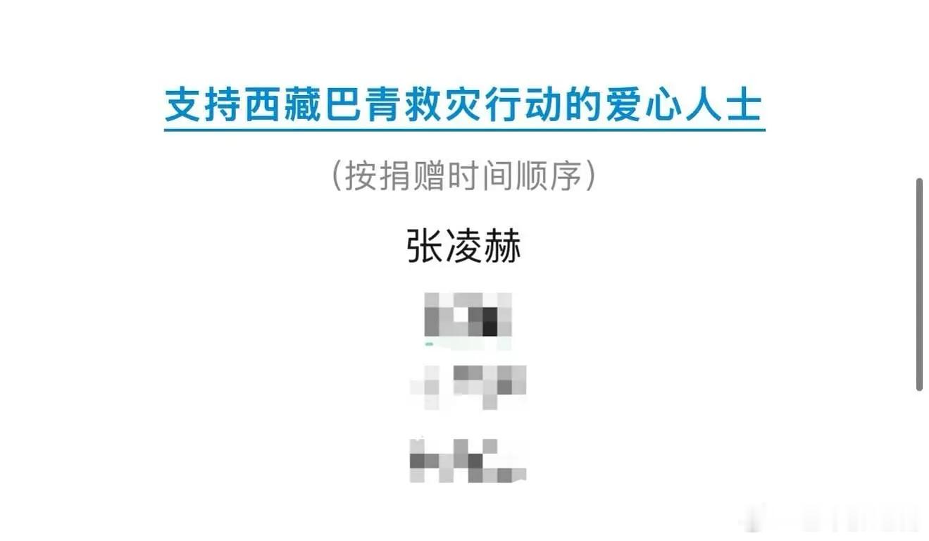 张凌赫作为爱心人士向西藏那曲捐款，天灾无情，希望一切平安 ​​​