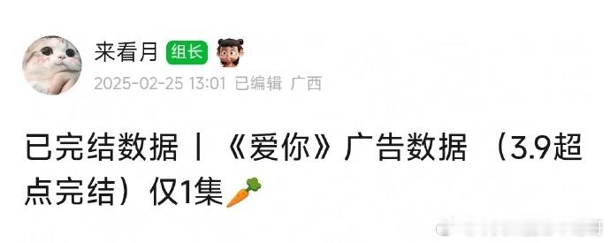 张凌赫爱你今日超点大结局，仅有一集🥕，作为小成本现偶成绩是不是还可以 ​​​