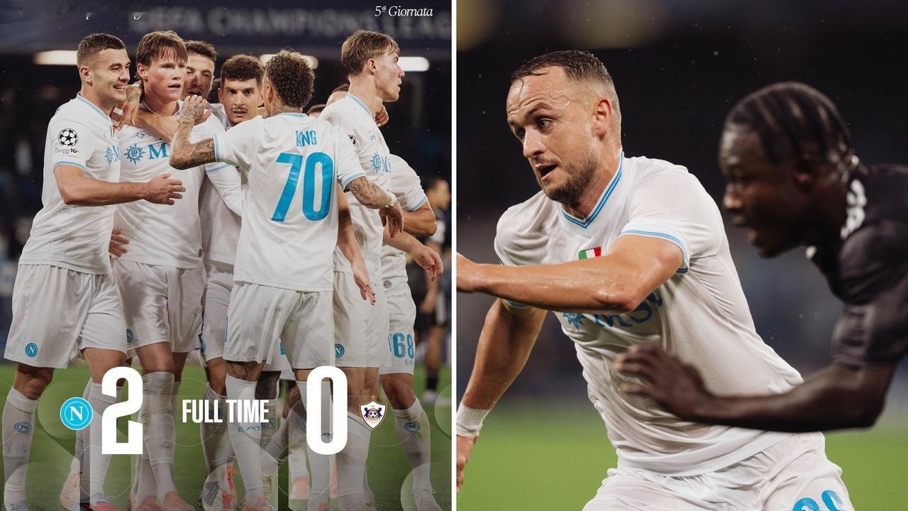 欧冠：那不勒斯主场2-0击败卡拉巴赫，积7分排名第十八位。
霍伊伦失点，麦克托米