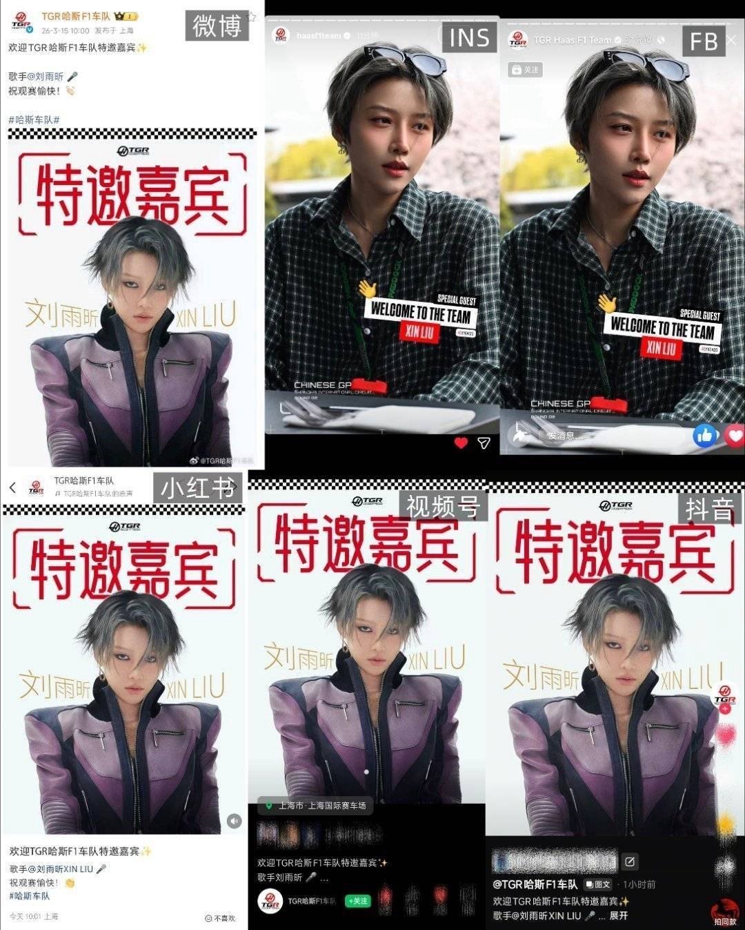 刘雨昕是tgr哈斯f1车队特邀嘉宾，海内外全平台官宣的最高top含金量观赛嘉宾，