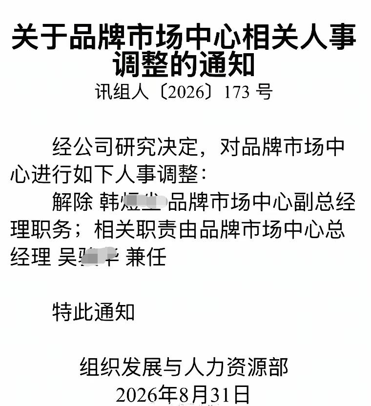 色字头上一把刀~韩副总被开了
        这波科大讯飞的瓜看得人有点懵，前脚