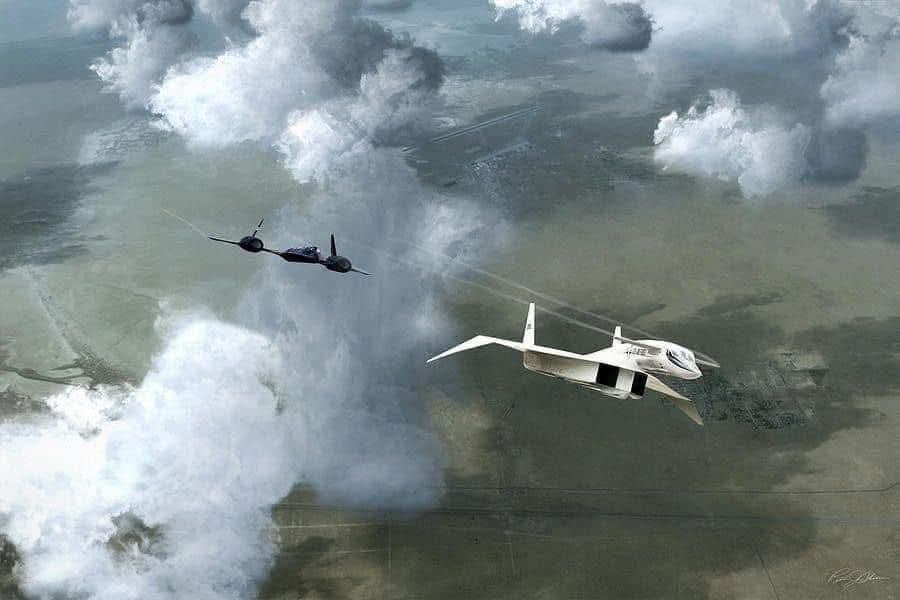 每天认识一件兵器 【图1】比翼齐飞的YF-12和XB-70，两架飞机当时都在爱德
