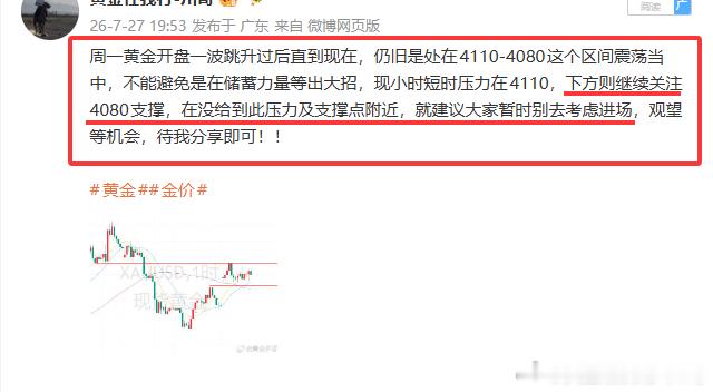 复盘：7月27日（周一）日内共计捕抓310点！！第一单：黄金4091多单，抵达4