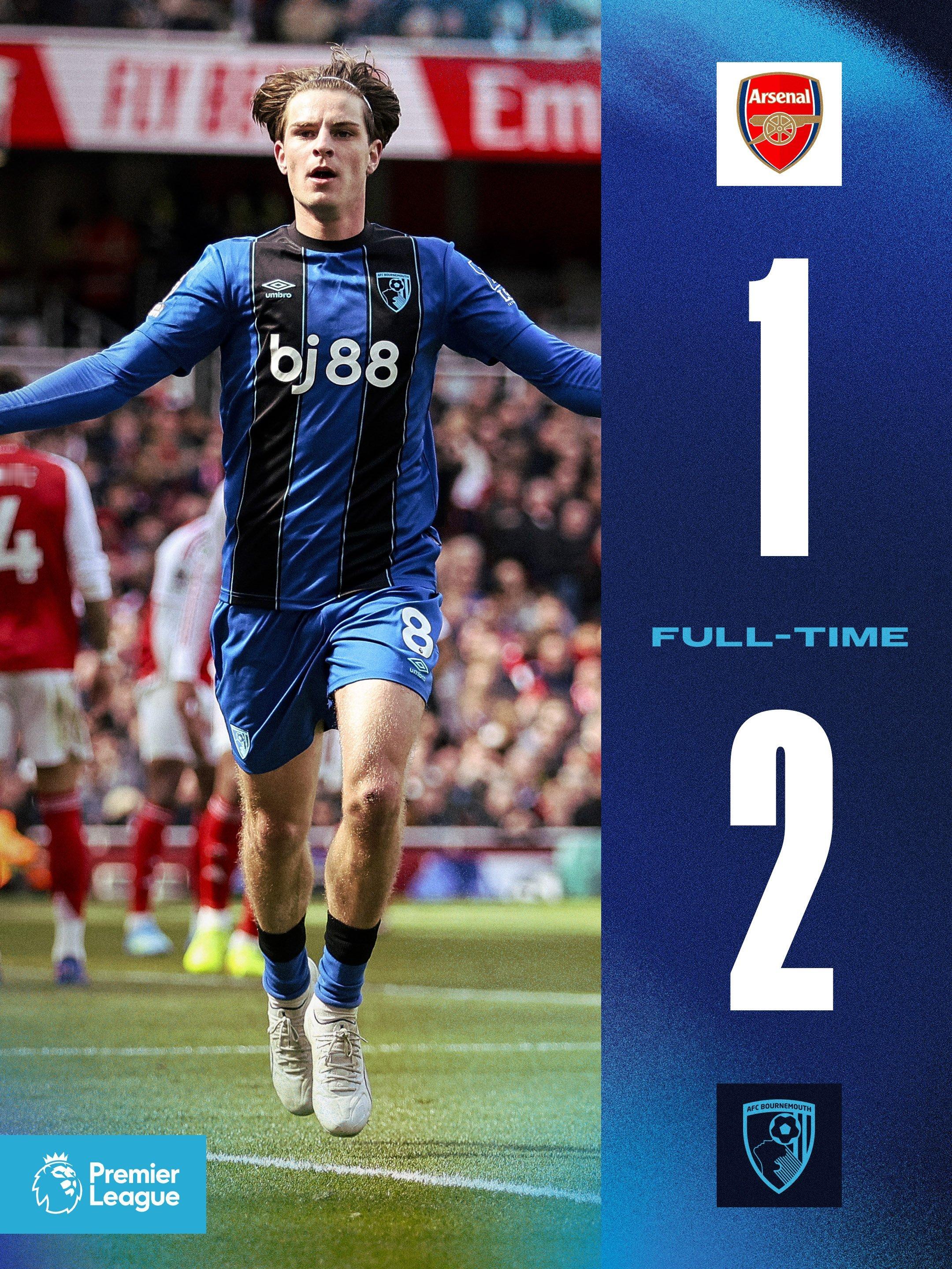 英超 伯恩茅斯客场2：1力克阿森纳队，阿莱克斯·希门尼斯🇪🇸首发出场89分钟