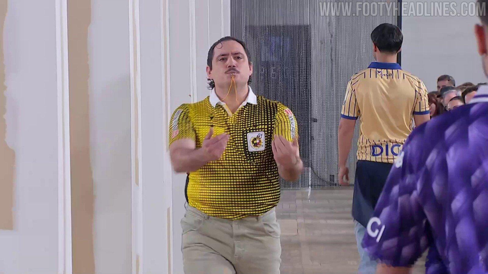 本轮联赛是西甲的复古比赛周末，从球衣、裁判、转播界面、西甲LOGO....都将含