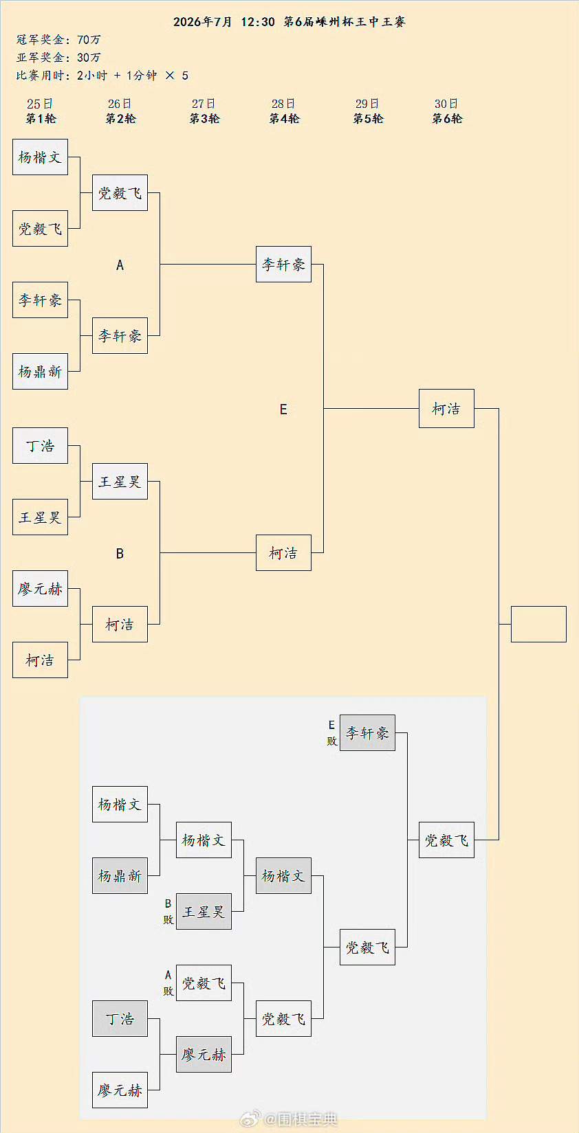 围棋王中王败者组决赛第六届“嵊州杯”围甲王中王败者组决赛刚刚落下帷幕，党毅飞九段
