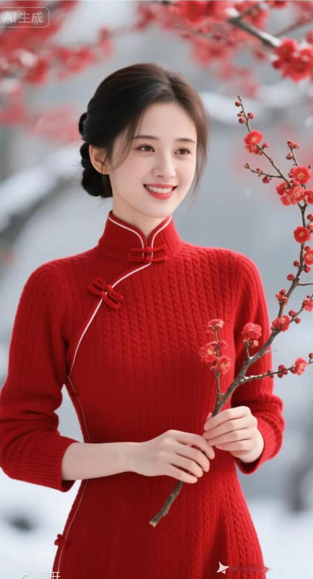 宝剑锋从磨砺出，
梅花香自苦寒来。
红衣少女，气质如兰
笑靥如花，亭亭玉立
天生