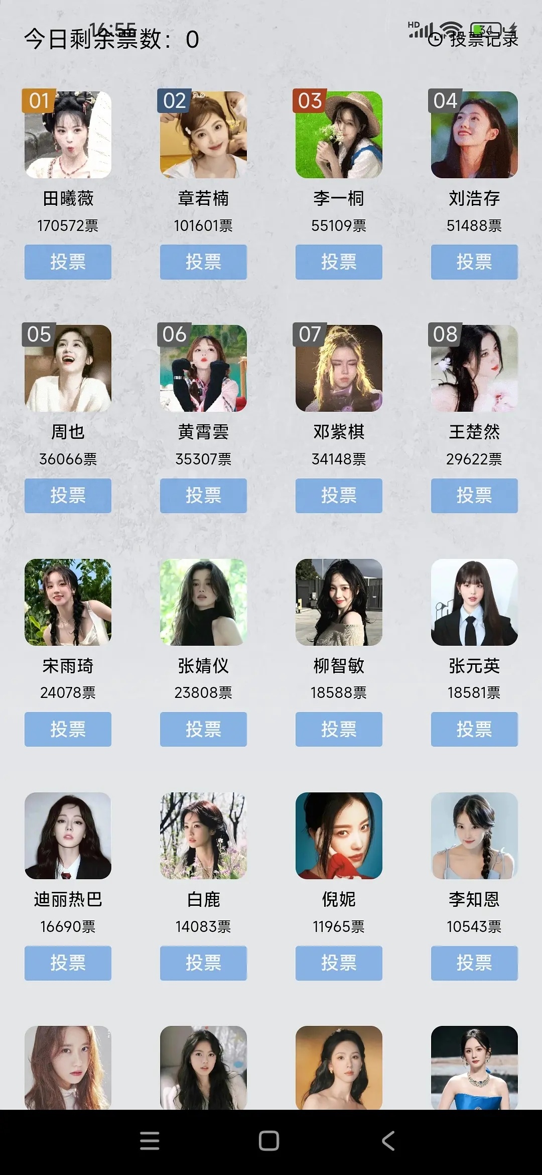 女神大赛田曦薇断层领先章若楠7万票，刘浩存杀进前四周也第五 ​​​