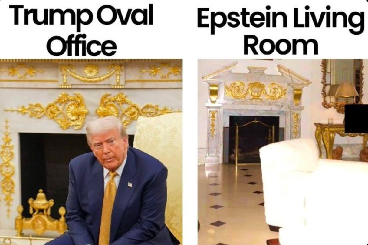 🔻装修风格这么像吗？🔻特朗普白宫椭圆办公室 vs 爱泼斯坦曼哈顿联排别墅海外