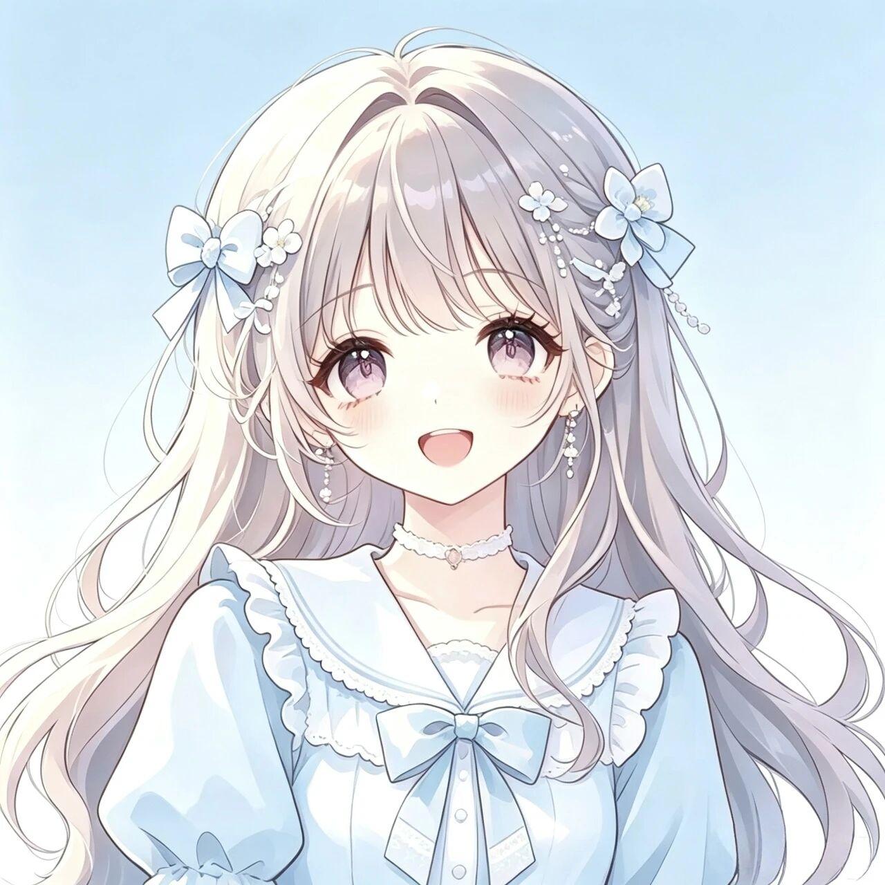 蓝雾花海少女
