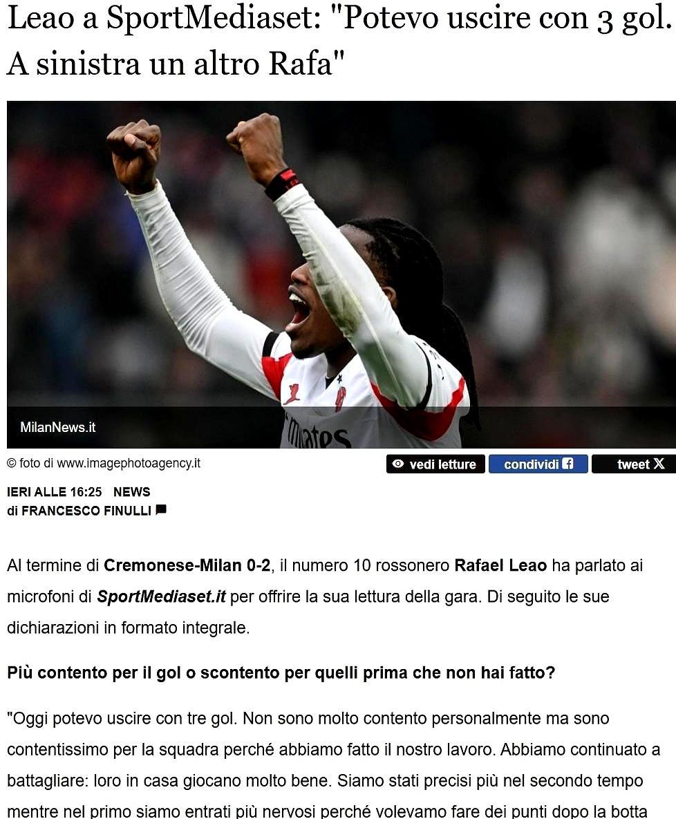 卡萨诺刚放话他身体废了，他转身就在第94分钟把对手防线生吞活剥。你真以为莱奥只会