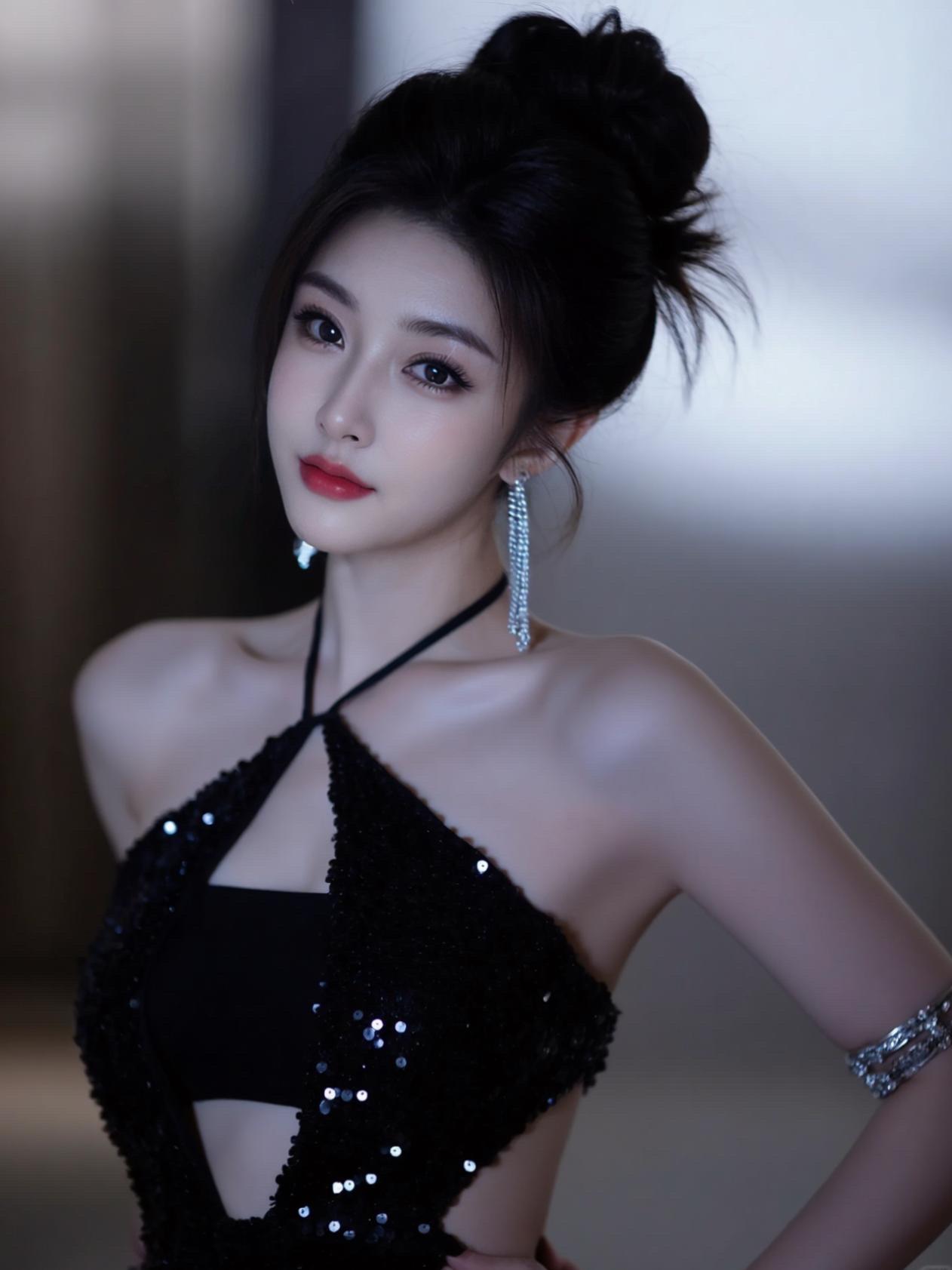 AI黑裙光影照 随变ai随便玩