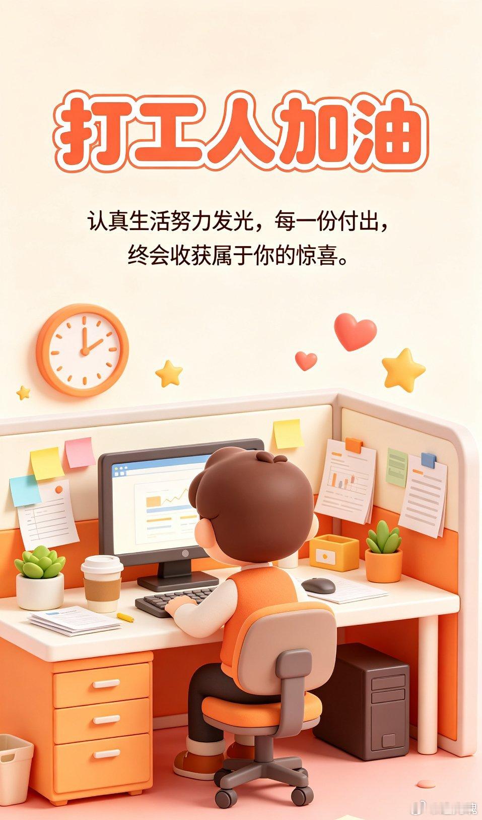 打工人加油，认真生活努力发光，每一份付出，终会收获属于你的惊喜。 ​​​