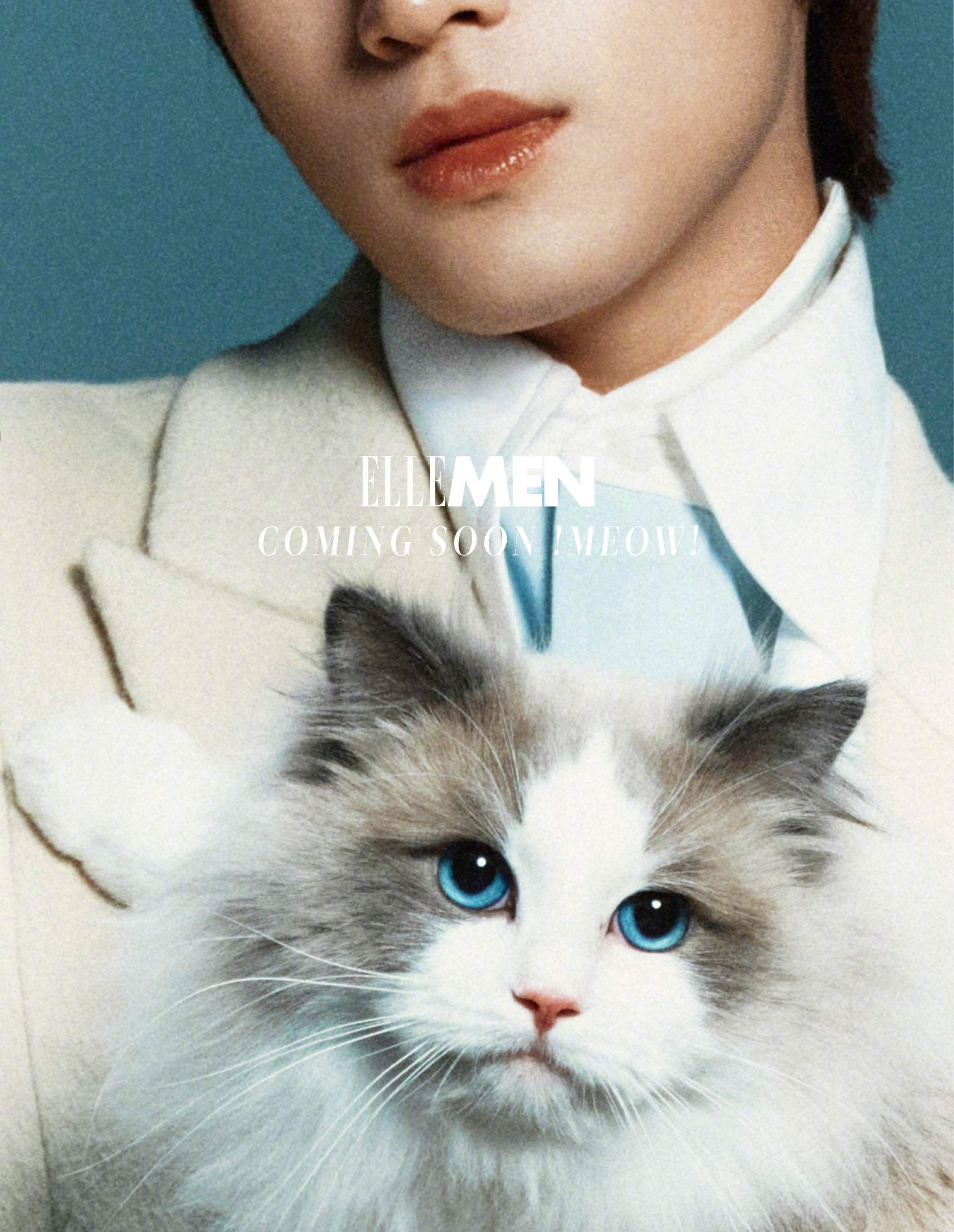 张康乐  ELLE MEN 二月刊封面预告，静谧的蓝调，温柔的氛围，解锁新刊，贺