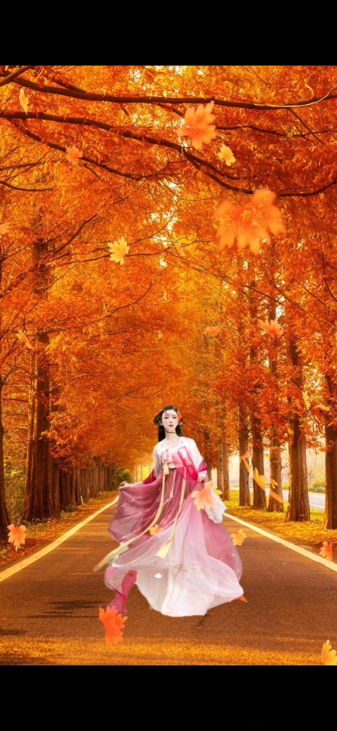 #情感# 七绝·落叶秋叶飘零满地红，西风吹落夕阳中。可人最是庭前柳，犹自依然舞晚