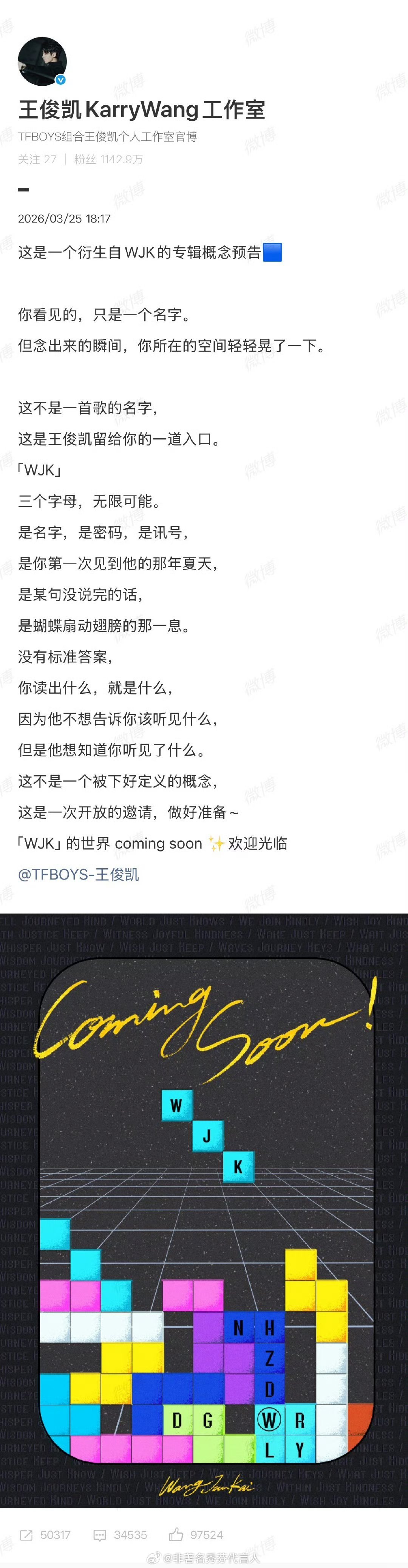 王俊凯的WJK是填空题土象人一生都在隐喻 