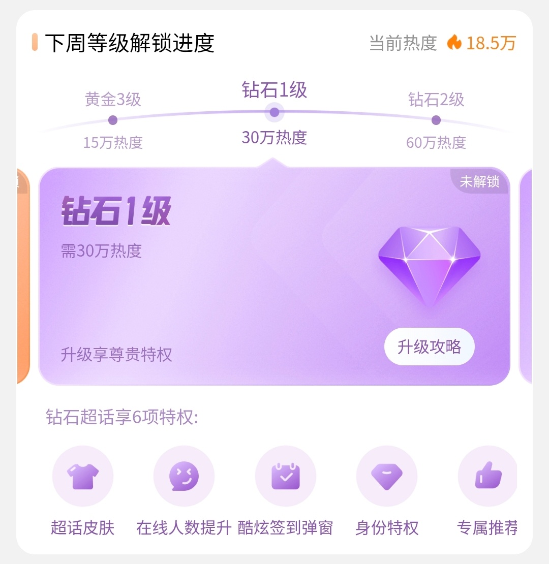 上周的今天，我们已经是钻一了。 ​​​