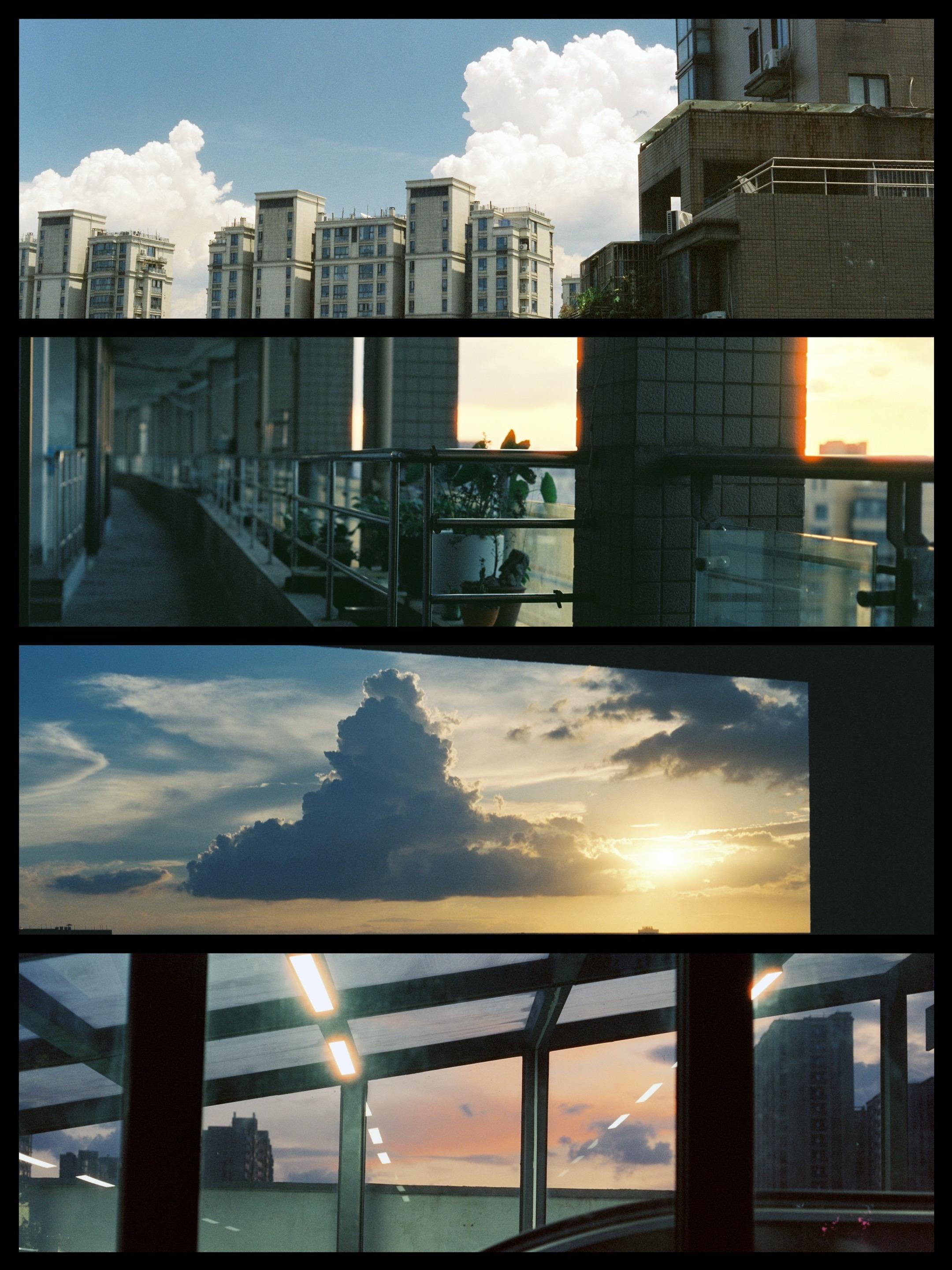 下过雨的夏天傍晚。