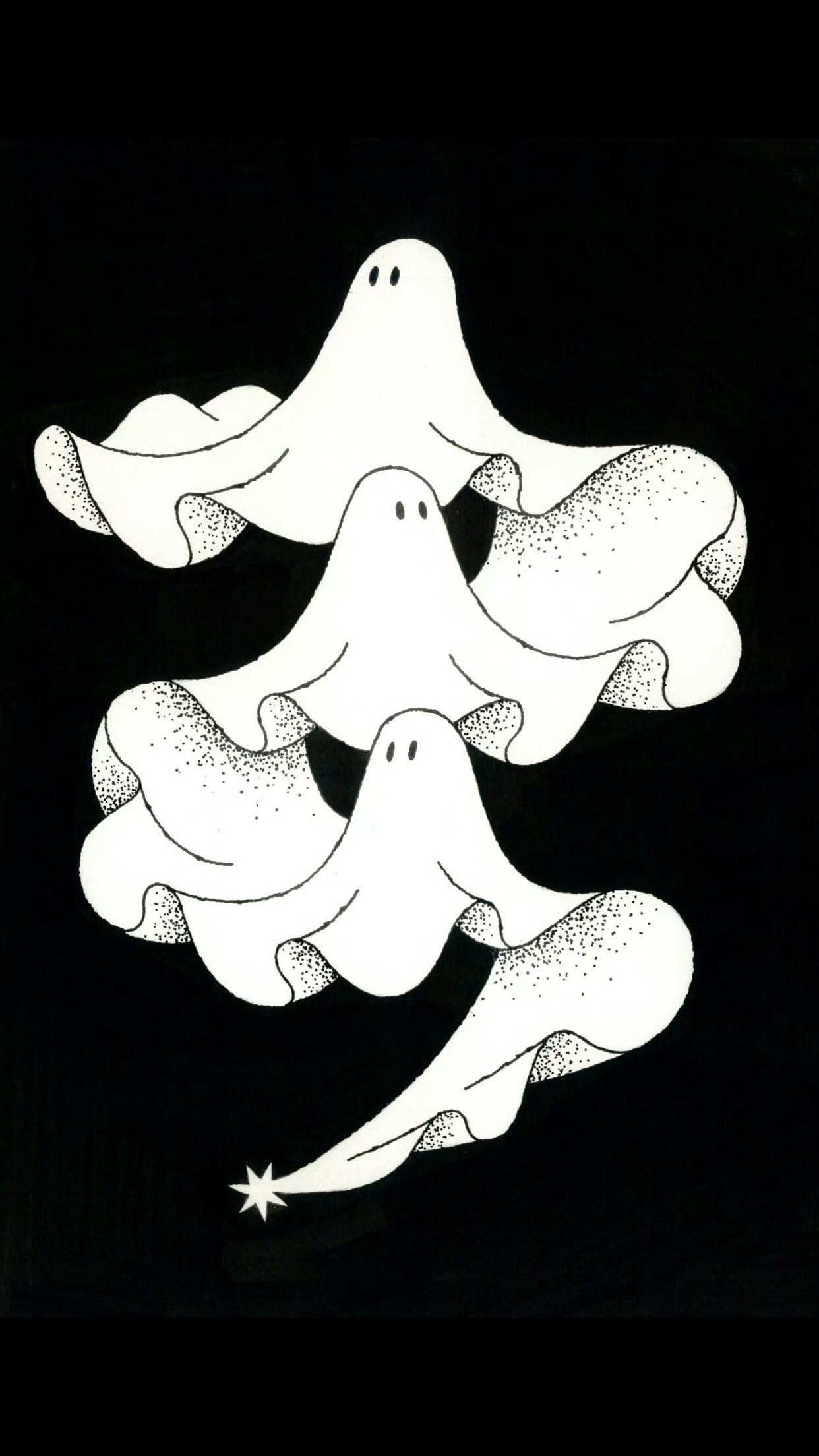 黑色万圣节插画也是另一番感觉想想就开心[给你小心心]今天周末了还搭上个万圣节🎃