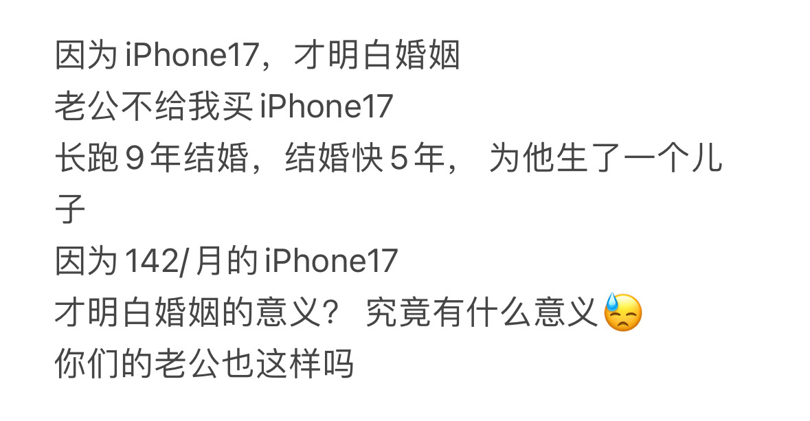 因为iPhone17才明白婚姻的意义[哆啦A梦害怕] ​​​