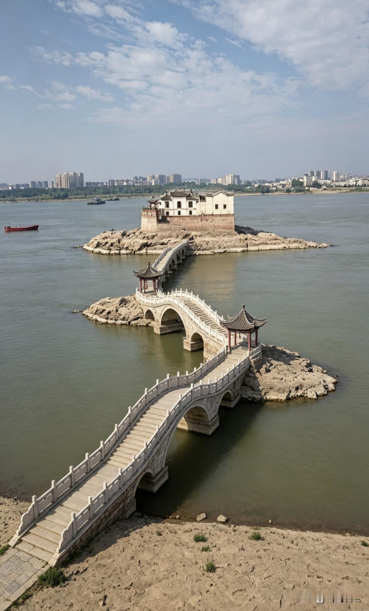 万里长江第一阁，修桥打卡览奇观，700年砥柱中流，雄姿依旧耀鄂州。