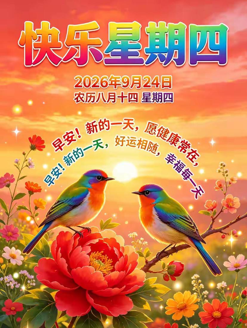 [福]2026./9月24日，周四早安，月满秋安，秋盈福至[福]

🍁🌅秋日