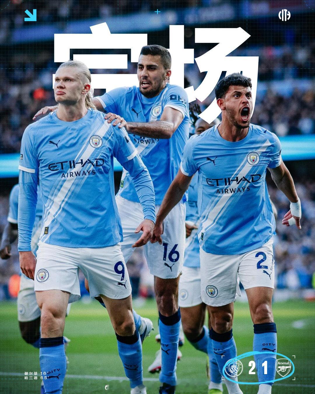 全场比赛结束！上半场谢尔基为我城首开纪录，之后阿森纳打入一球扳平比分。下半场比赛