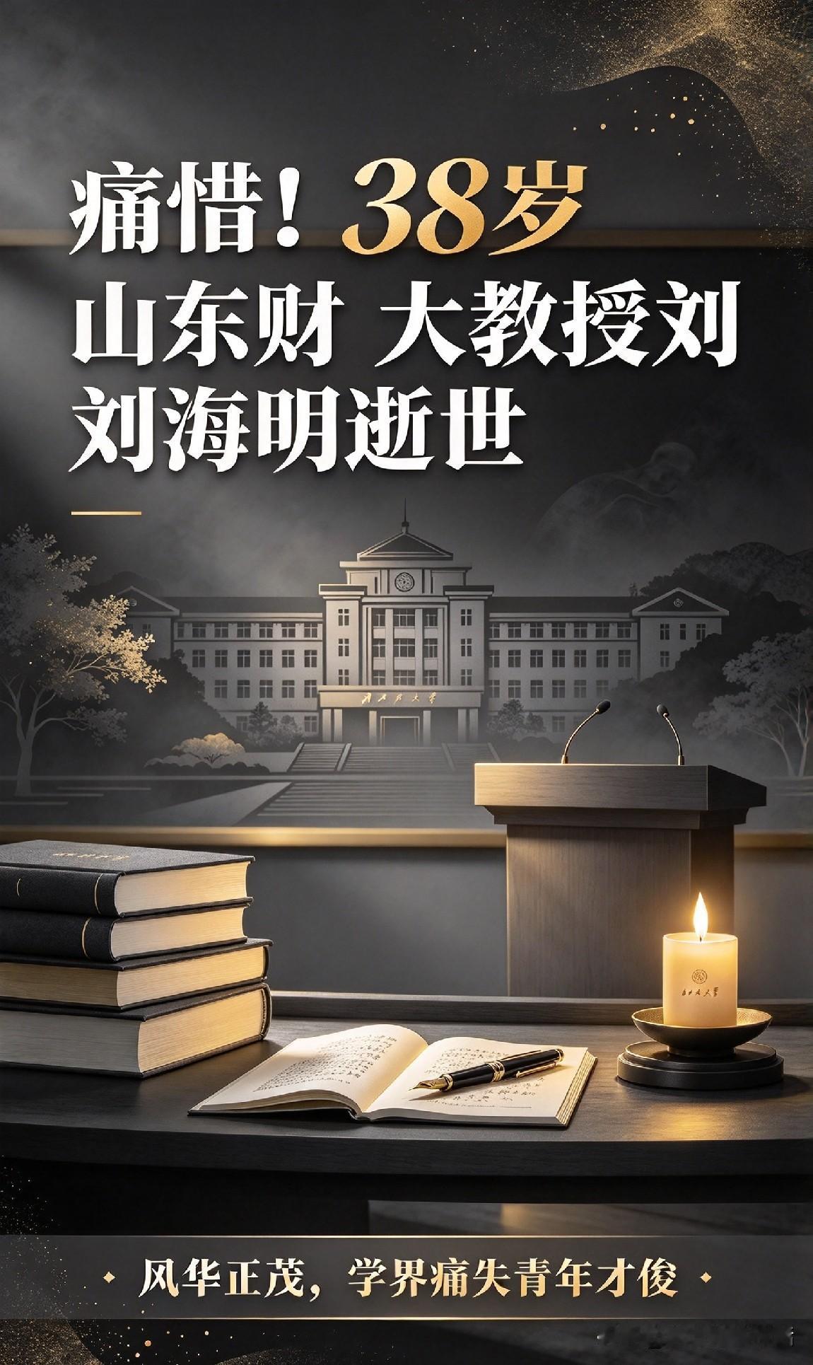 太痛心啦！38岁山东财大教授刘海明突发疾病，不幸离世，学界痛失一位青年才俊。
8