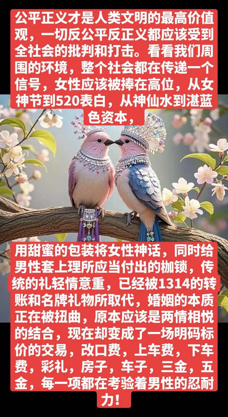 一切反公平反正义都应该受到全社会的批判和打击。看看我们周围的环境，整...