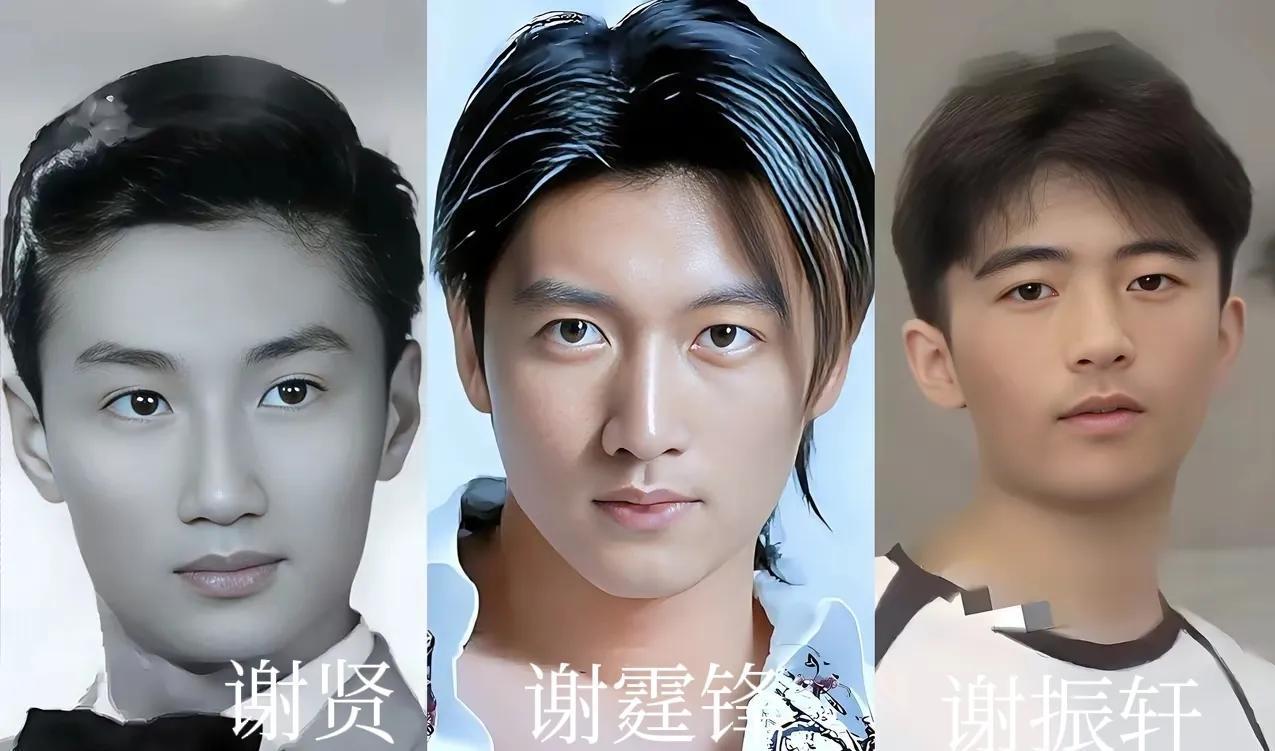 三个帅哥，要说最帅的是爷爷，其次是爸爸，谢振轩也很帅，不过，帅不过爷爷和爸爸，不