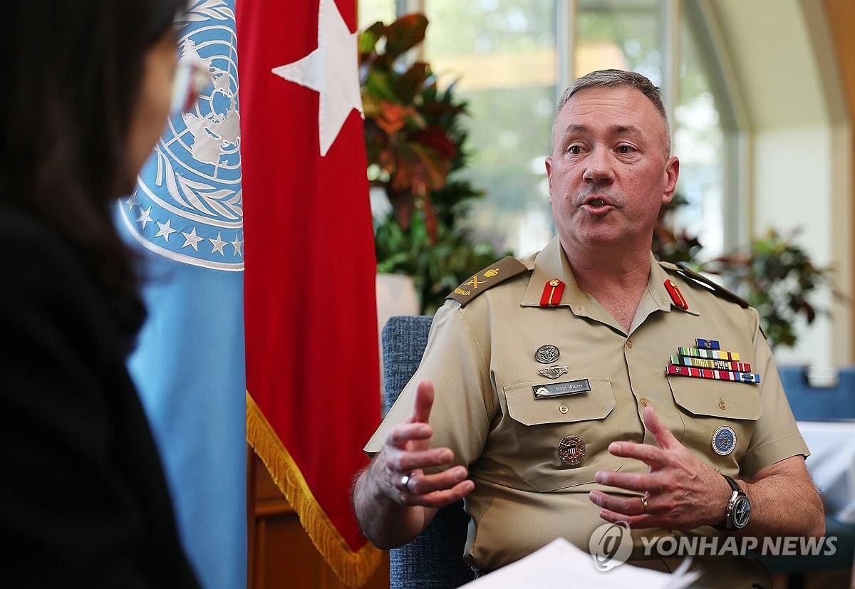 联合国军司令部副司令斯科特·温特23日接受韩联社专访时，就韩国国防部提议韩美共同