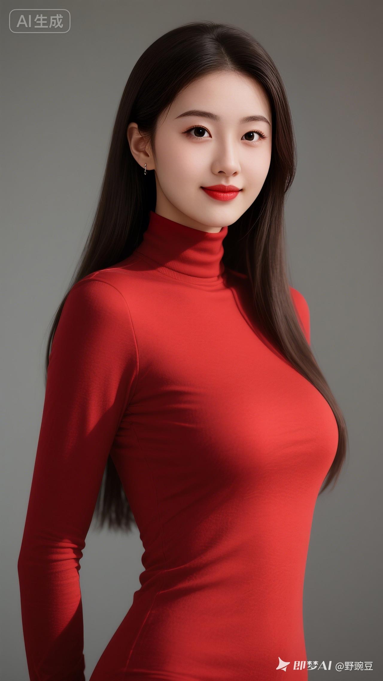 惊艳的红色高领衫，尽显优雅与自信！💃🔥