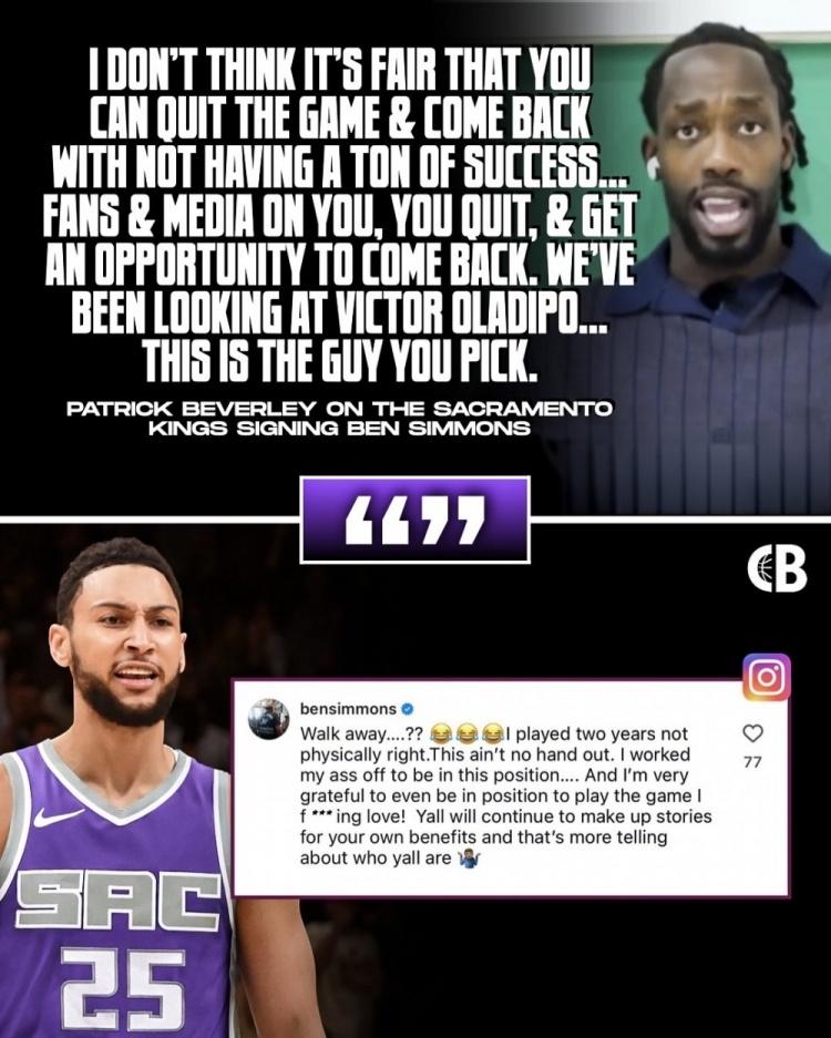贝弗利开炮：西蒙斯想回NBA？太不公平了！

帕特里克·贝弗利又在播客里疯狂输出