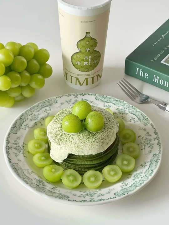 夏日下午茶🍃青提抹茶松饼🥞0.1元喝奶茶🧋