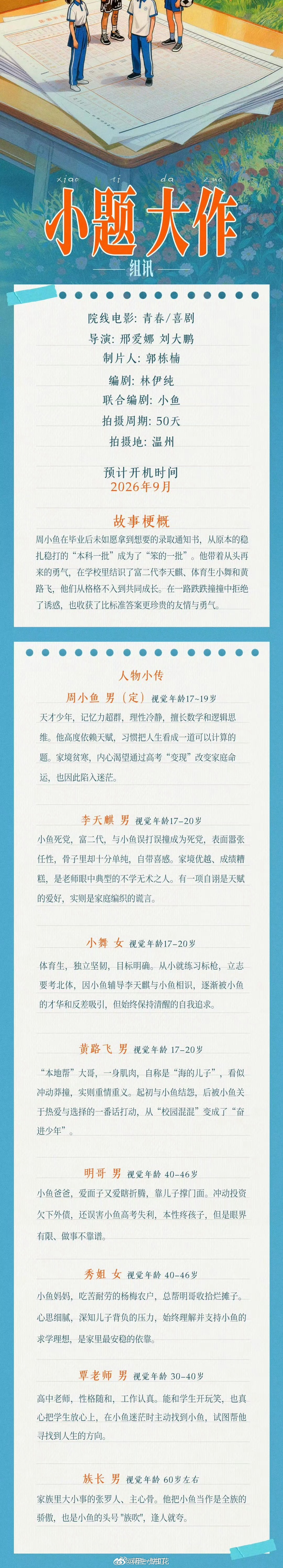 电影《小题大作》组讯出品：坏猴子影业导演：邢爱娜《疯狂的石头》《疯狂的赛车》《疯