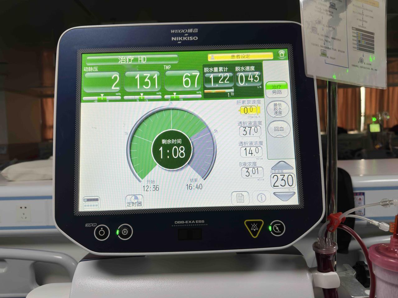 母亲在病床上做血液透析，中途居然拉屎了！

今日周三，陪护母亲在医院做血透，母亲