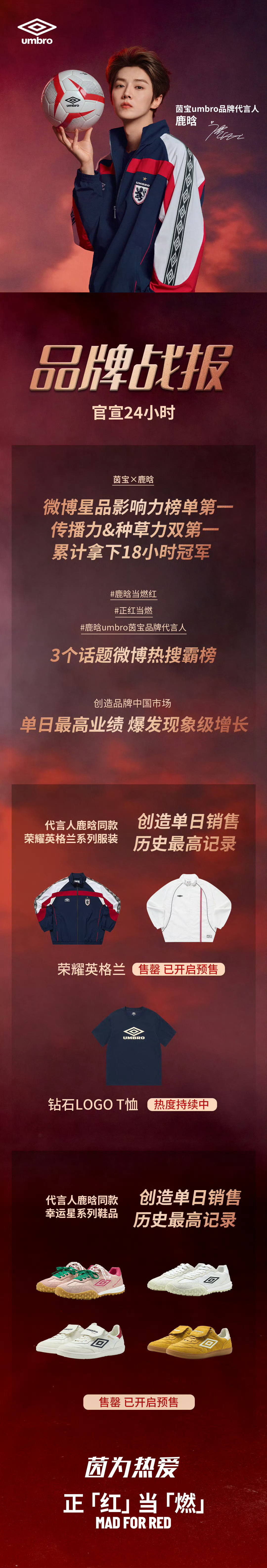 鹿晗官宣umbro茵宝品牌代言人战报来咯！🐮🐮🐮 