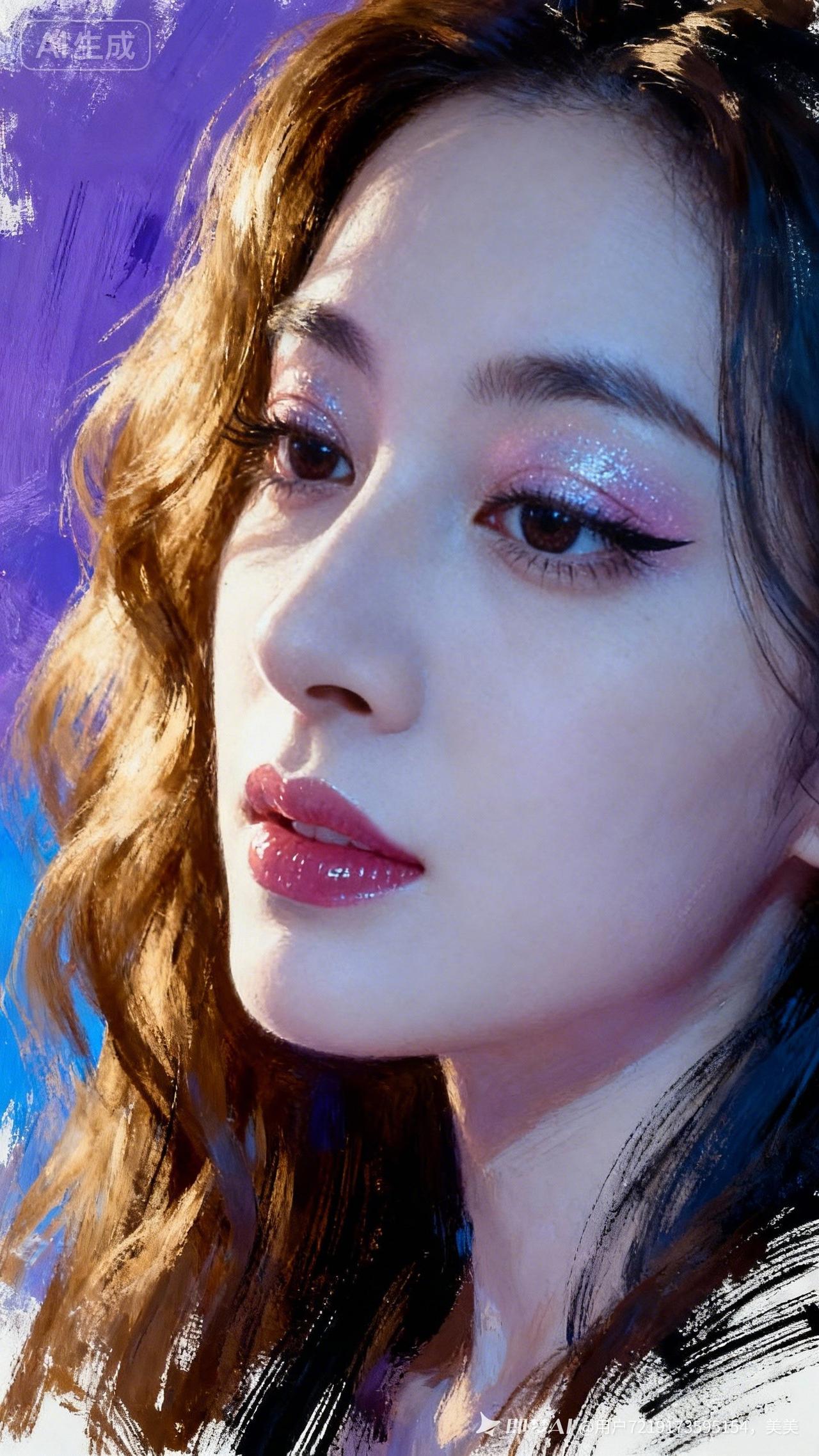 梦幻少女，粉黛轻妆，柔光闪烁，唯美动人。