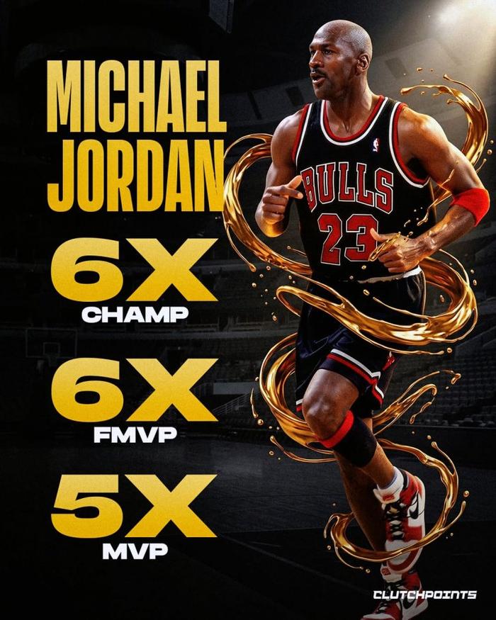 NBA历史上拿到3冠+1FMVP+1MVP的超巨仅有9人

1、乔丹：6冠+6F
