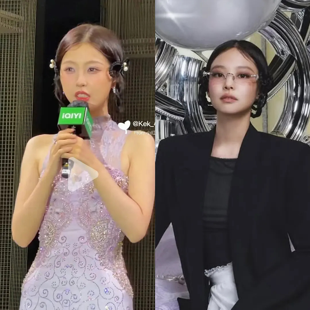 Jennie因为头骨小这个发型显得比🐟好看多了 