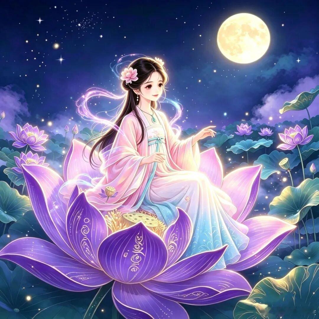 好运莲莲荷花仙子头像+锁屏壁纸套图 ​​​