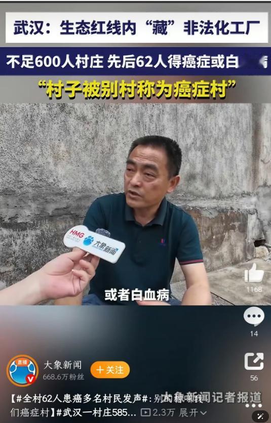 元凶竟然是它！湖北武汉一585人村庄有62人患癌，多为青壮年，真实患病人数远不止