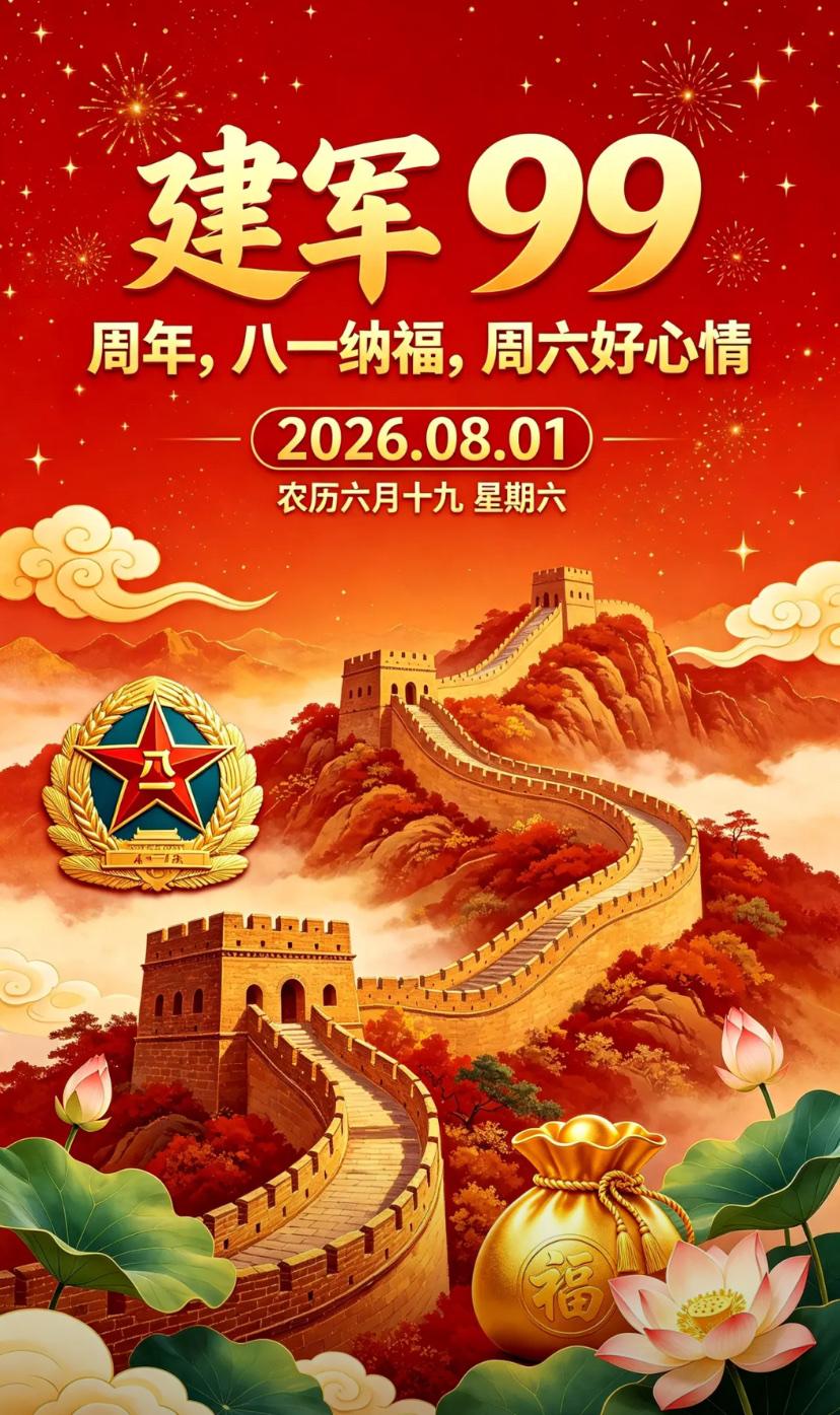 🌺2026./8月1日，丹心护国，军旗飘扬，盛世流年🌺

🇨🇳沁园春·致