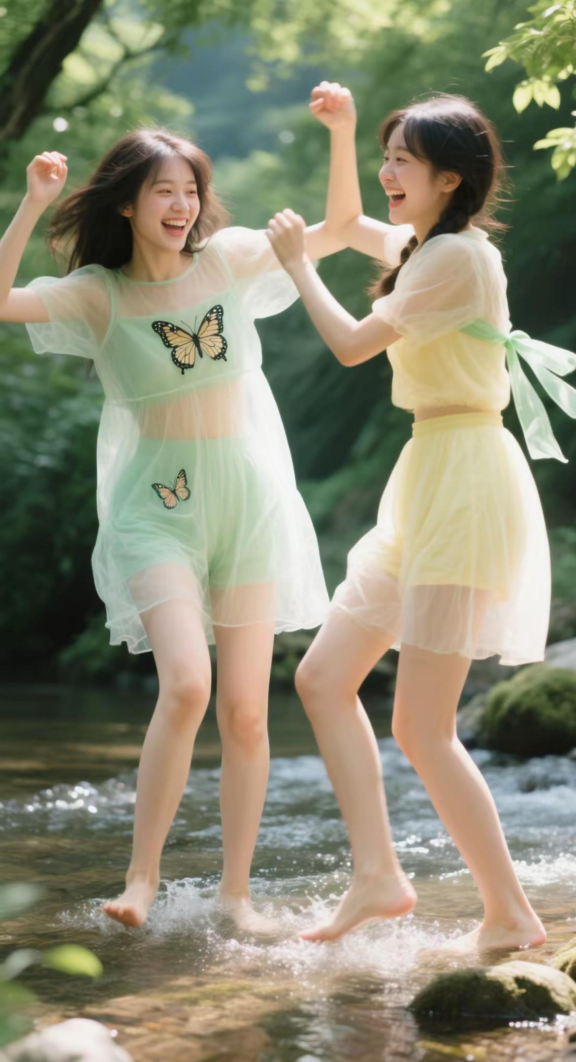 夏日清凉，姐妹戏水，快乐无边！🌞💦👯‍♀️姐妹休闲小聚 姐妹尽兴游玩