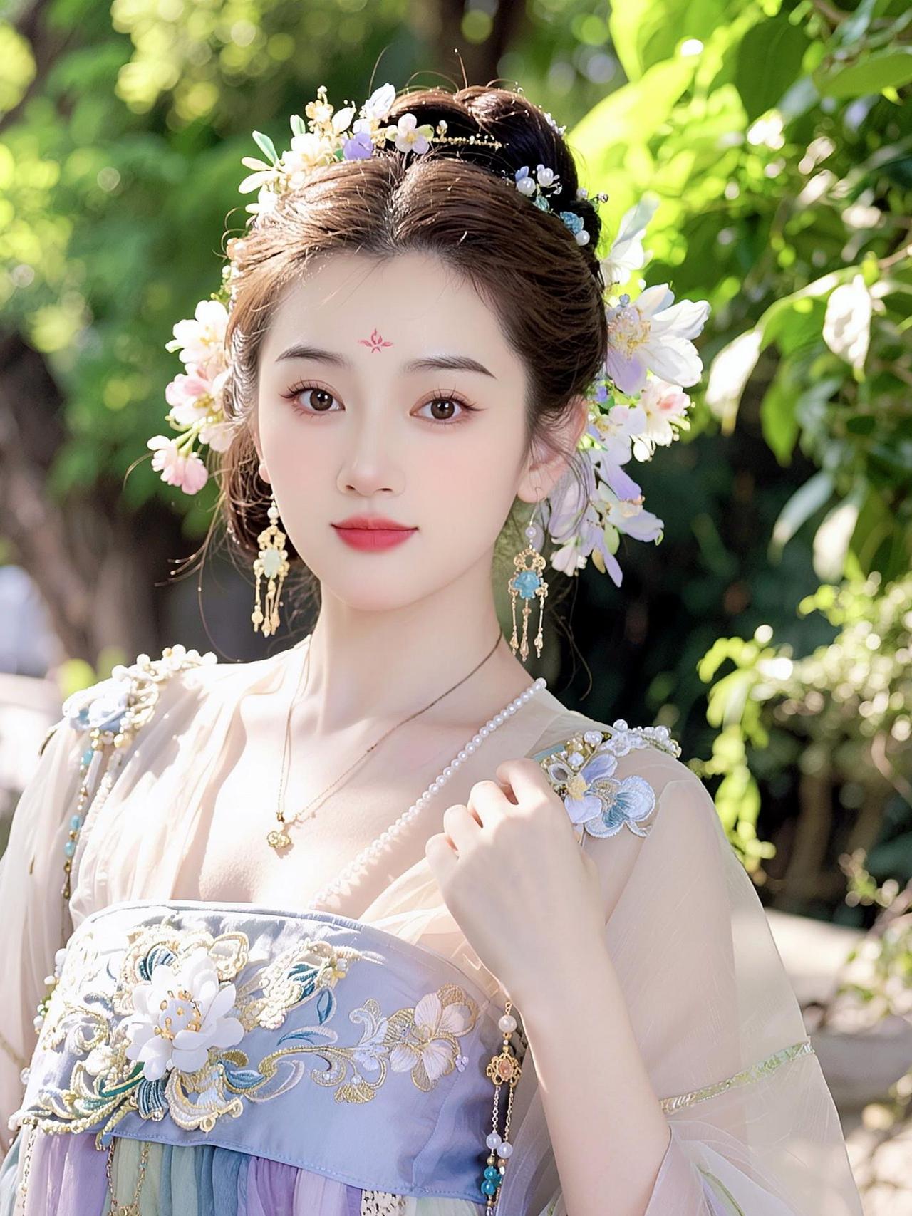 清风拂鬓，繁花簪头，一颦一笑皆是江南温柔 抖音ai创作