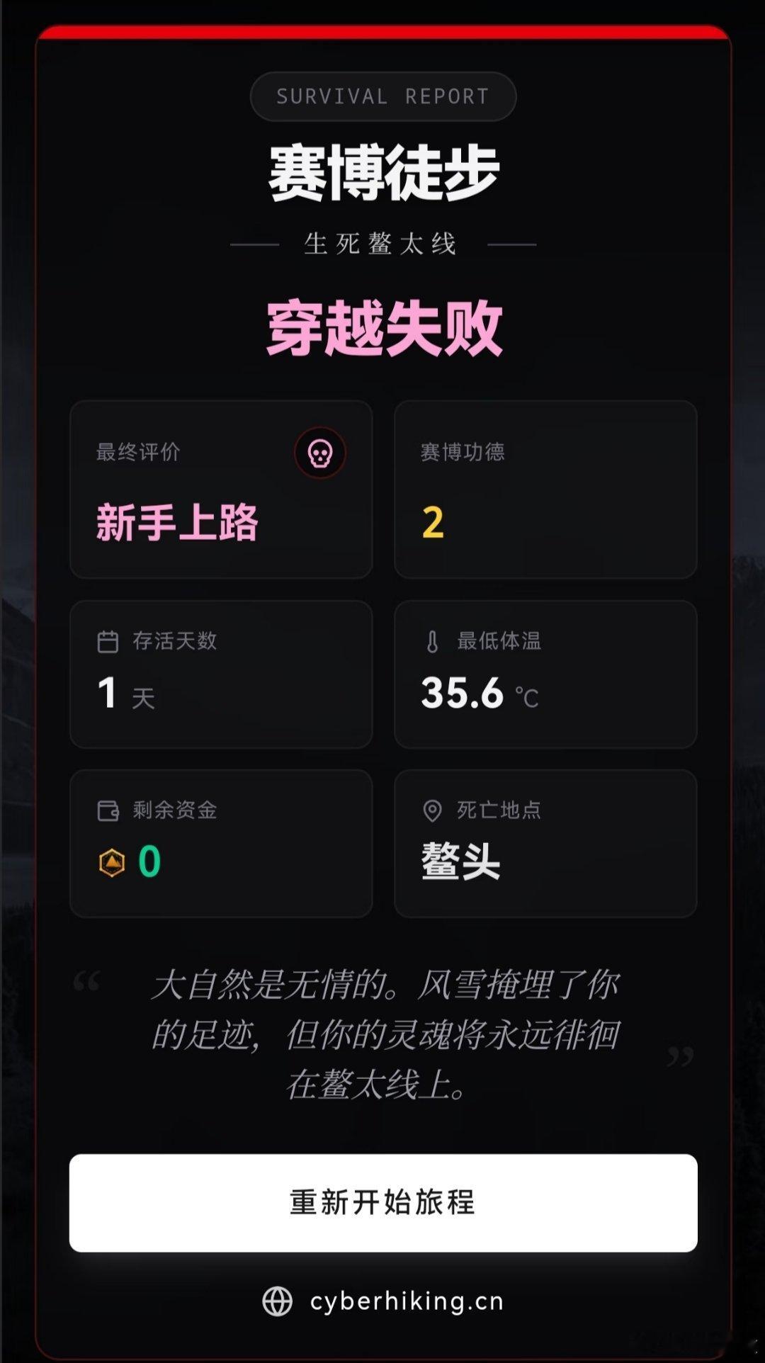 赛博穿越鳌太线赛博徒步鳌太线，虚拟徒步尚且困难，现实中更应该敬畏自然，珍爱生命。