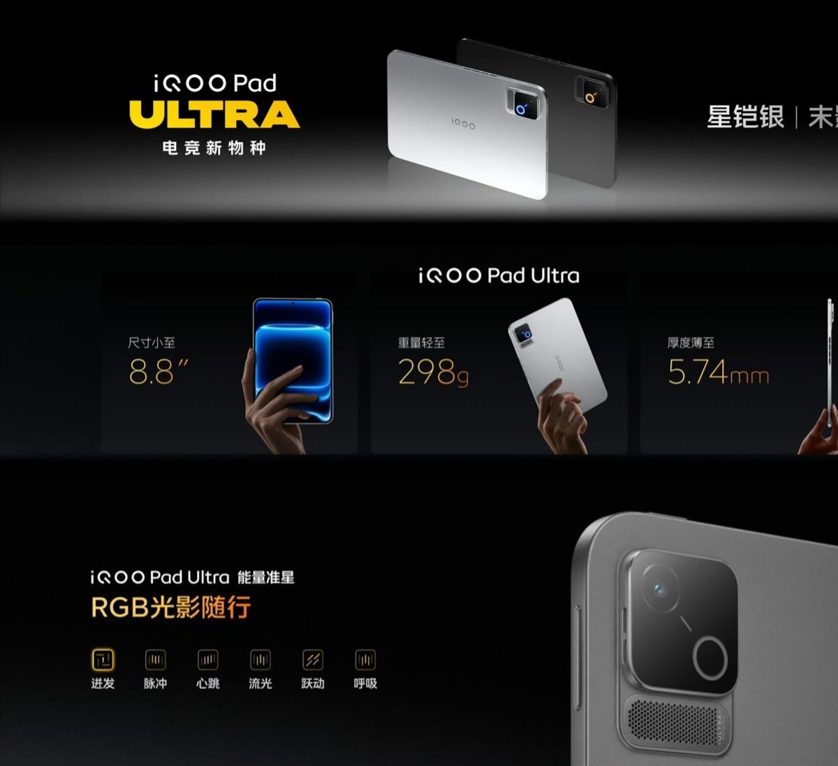 iQOO Pad Ultra 正式发布，

12+256GB 售价 ：6499 