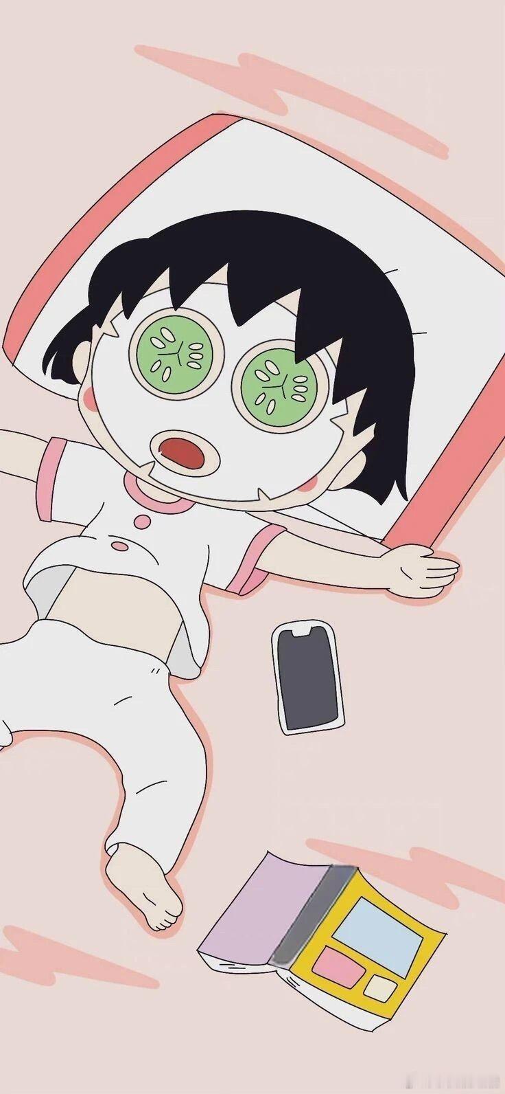 樱桃小丸子手机壁纸，也可以当锁屏用哦。 ​​​